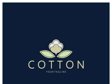 Soft natural organic cotton flower plant logo for cotton plantations, industries,business,textile,clothing and beauty,vector