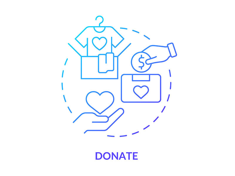 Donate blue gradient concept icon