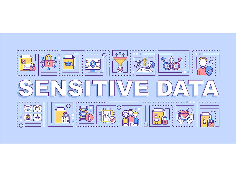 Sensitive data word concepts purple banner