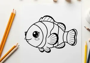 Cute cartoon clownfish swimming vector illustration