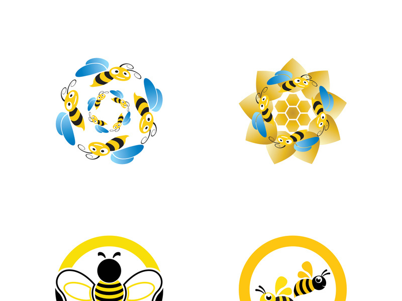 Bee logo vector icon illustration design