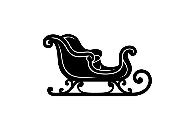 Ícono de silueta de trineo navideño negro para diseño festivo y gráficos estacionales