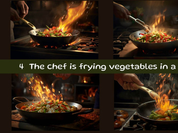 The chef is frying vegetables in a pan preview picture