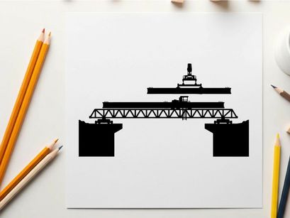Silhouette of a gantry crane on a dock with silhouette