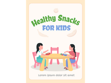 Healthy snacks for kids poster flat vector template preview picture