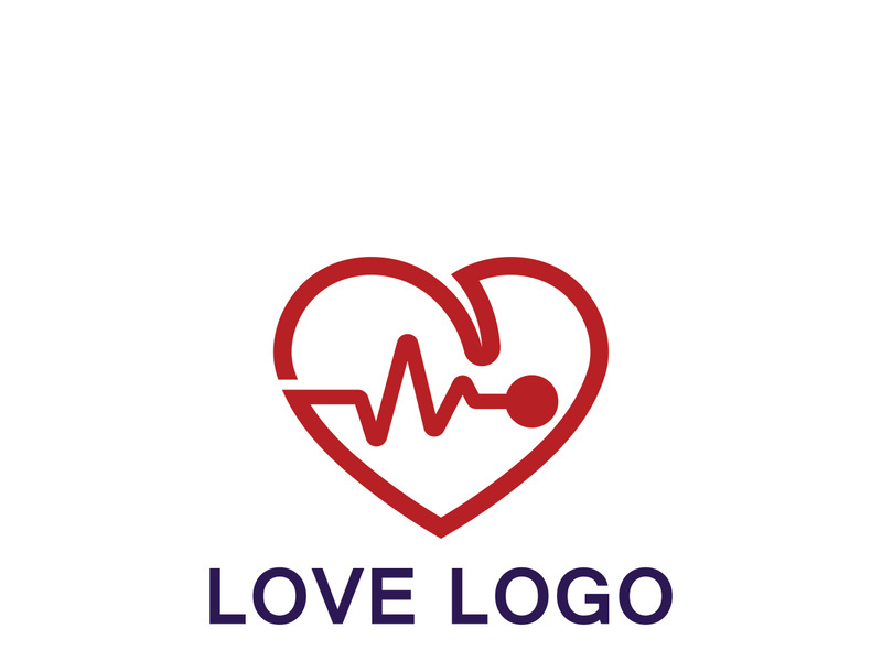 Love with Medical Pulse logo concept. Health love Creative Logo vector template