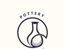 Pottery logo design handmade, creative traditional mug craft sign concept inspiration nature workshop