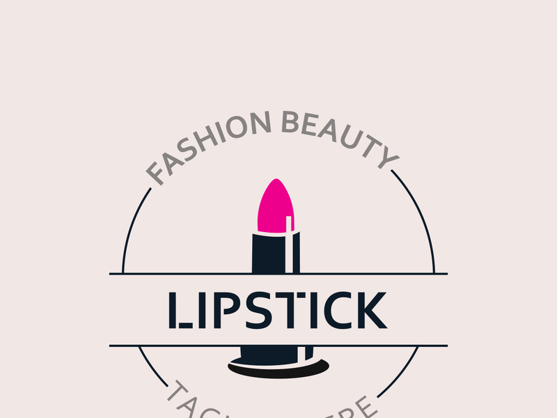 Lipstick logo design for makeup fashion shop and beauty vector cosmetic design template