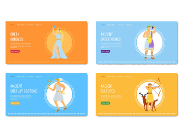 Ancient mythology landing page vector template set preview picture