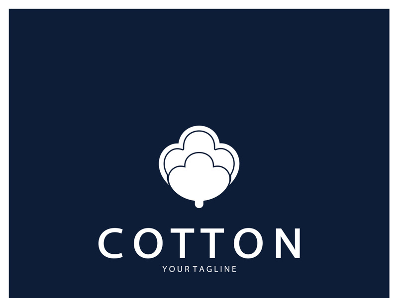 Soft natural organic cotton flower plant logo for cotton plantations, industries,business,textile,clothing and beauty,vector