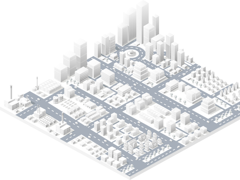 Vector isometric center of the city