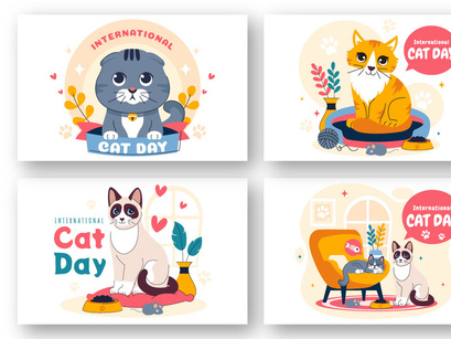 10 International Cat Day Illustration