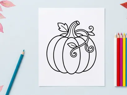 Cute pumpkin illustration for autumn decor. Festive harvest symbol for seasonal design.