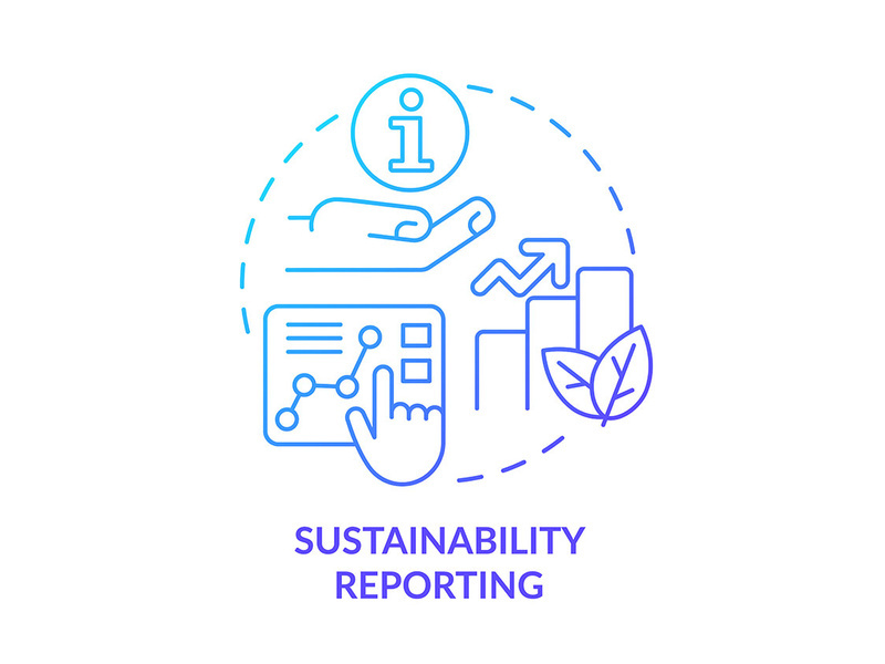 Sustainability reporting blue gradient concept icon