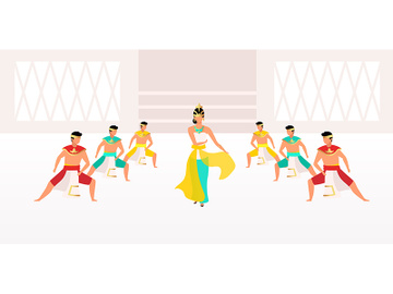 Indonesian dances flat vector illustration preview picture