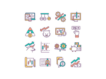 Stock market RGB color icons set preview picture