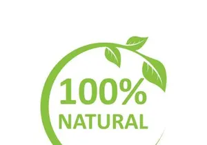 100% Natural and organic product badge vector green icon