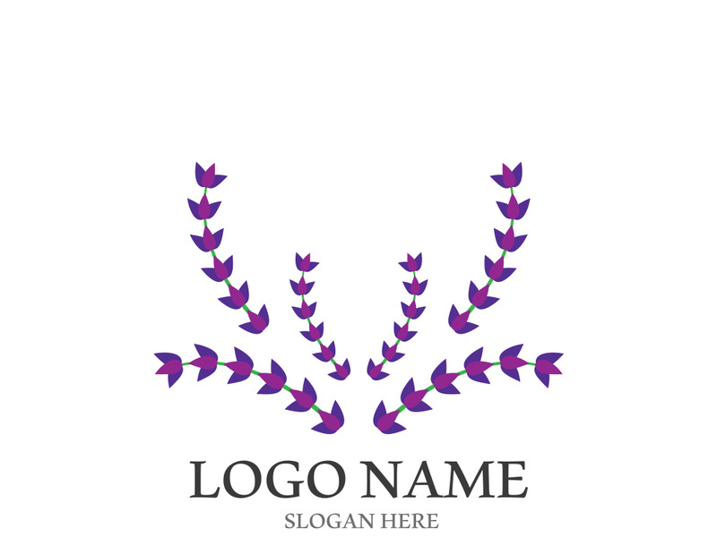 Fresh lavender flower logo vector flat design