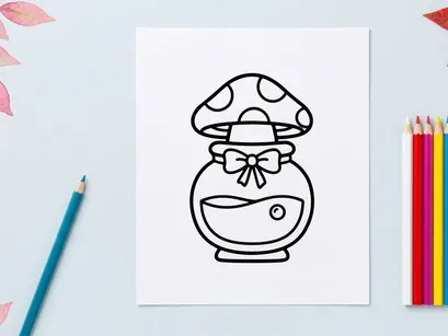 Cute cartoon mushroom salt shaker with sad face. Whimsical kitchen condiment container illustration for Halloween decor.