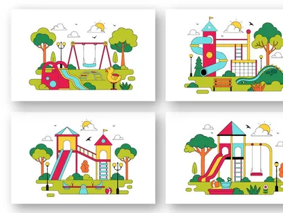 10 Playground Vector Illustration