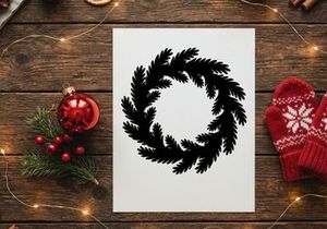 Silhueta Preta de Grinalda de Natal para Decorações Festivas