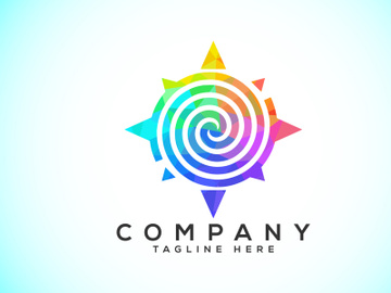 Polygonal Compass Concept Logo Design. Compass Low Poly Logo sign and symbol. Coastal icon preview picture