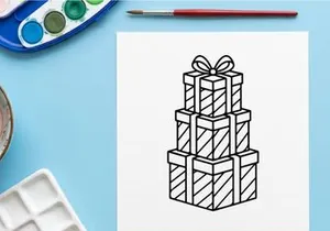 Stacked holiday gift boxes with plaid ribbon bow for festive Christmas celebration decor
