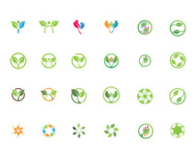 Logos of green Tree leaf ecology