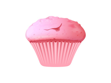 Pink cupcake realistic vector illustration preview picture