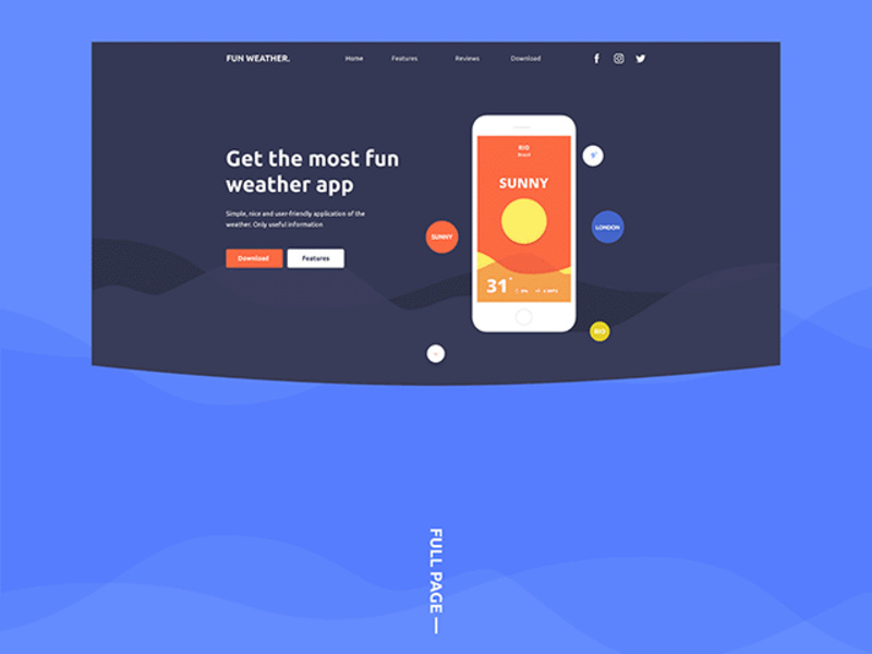 Fun Weather: PSD landing page template