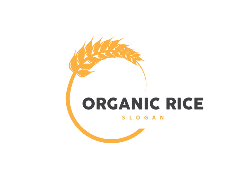 Wheat Grain Rice Logo, Simple Design Organic Vector Illustration