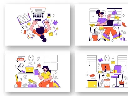 10 Creative Messy Home Office Illustration