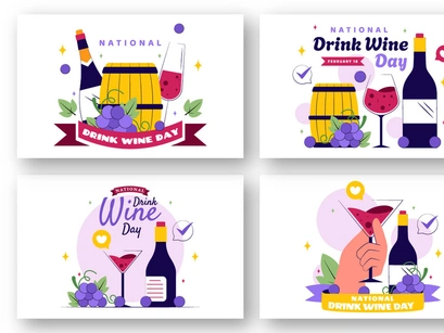11 National Drink Wine Day Illustration