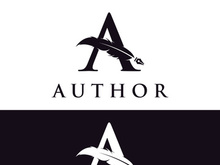 Vintage quill pen logo creative design and with ink.Classic and luxury stationery illustration.