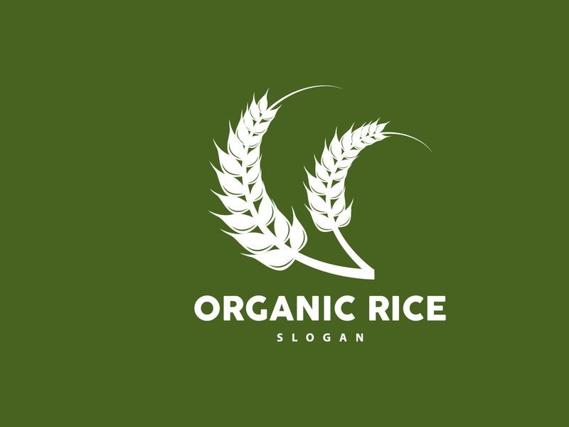 Wheat Grain Rice Logo, Simple Design Organic Vector Illustration