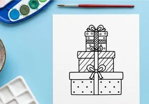 Stacked Christmas gift boxes with bows and polka dot wrapping paper for holiday celebration