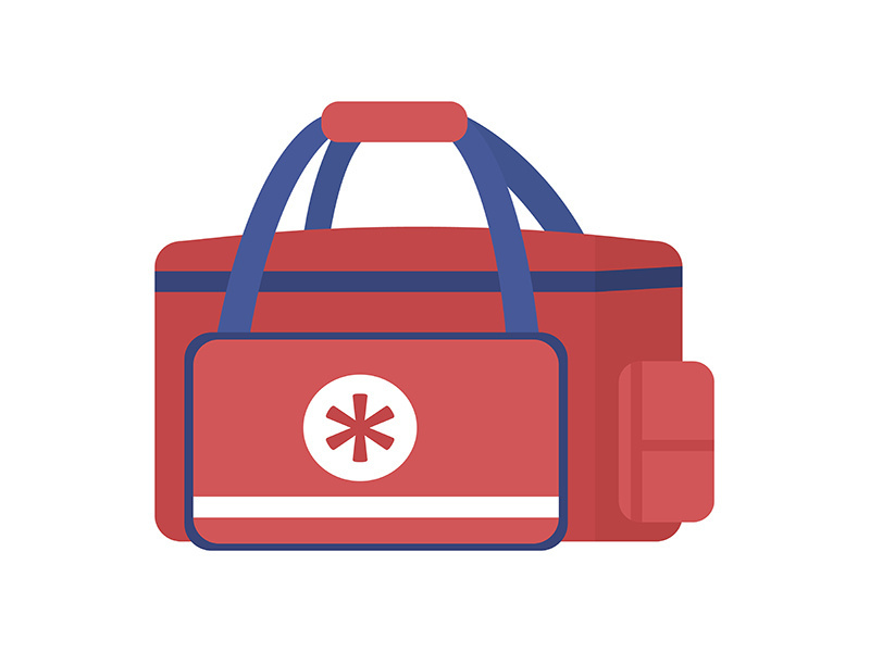 Emergency medical bag for paramedics semi flat color vector object