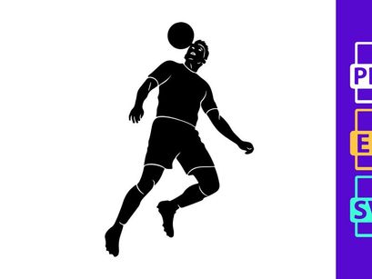 Silhouette of a soccer player kicking a ball in mid air motion