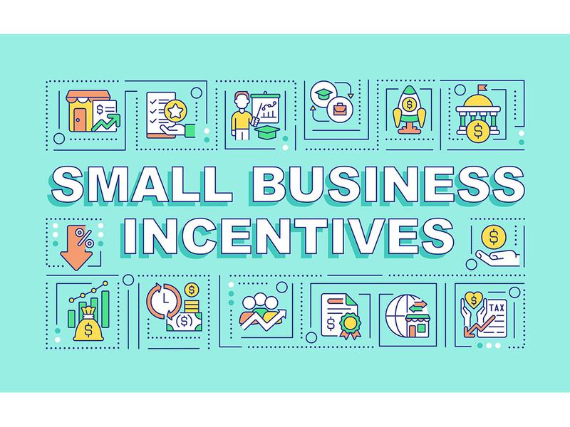 Small business incentives word concepts mint banner