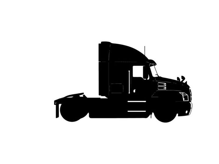 Silhouette of a semi truck with sleeper cabin