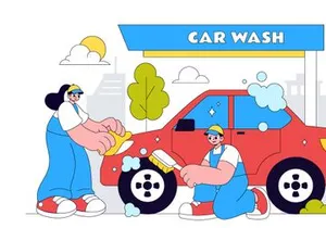 10 Car Wash Vector Illustration