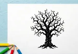 Black Leafless Tree Illustration for Artistic or Conceptual Use