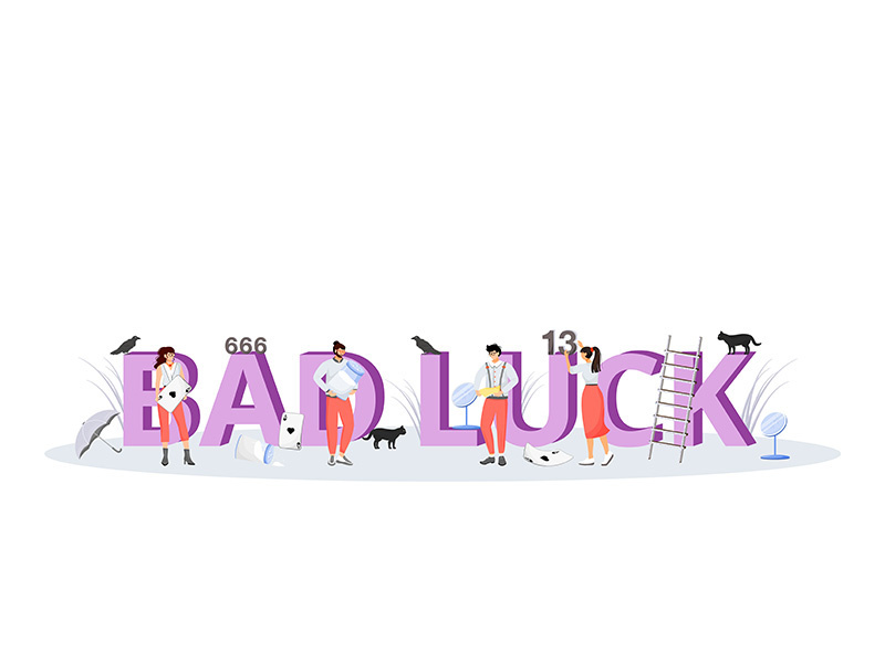 Bad luck word concepts flat color vector banner