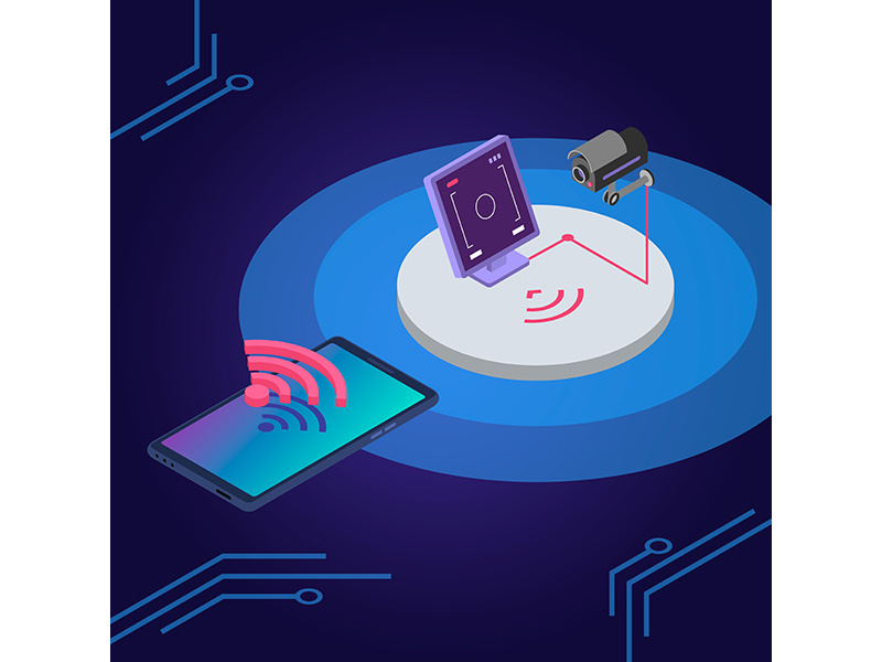 Security system isometric color vector illustration