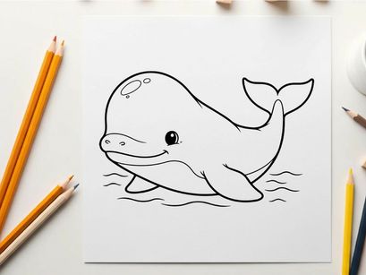 Cute whale swimming underwater vector illustration