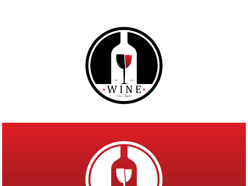 Wine logo with wine glasses and bottles.for night clubs,bars,cafe and wine shops.