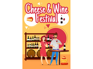 Cheese and wine festival poster vector template preview picture