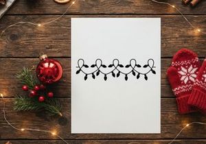 Christmas string lights silhouette isolated on white background for holiday design