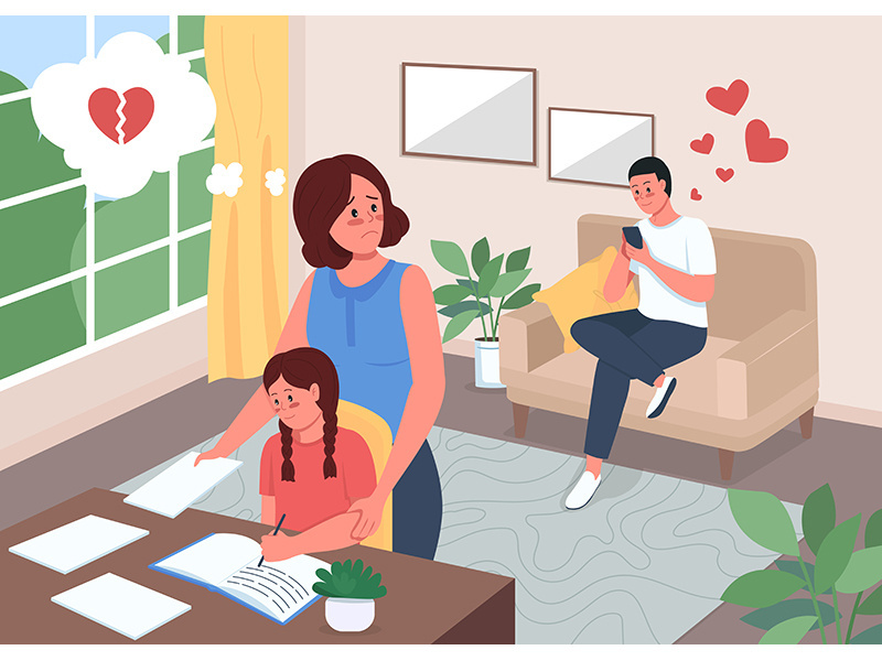 Infidelity flat color vector illustration