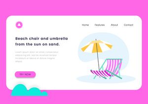 Beach chair and umbrella from the sun on sand vector illustration.